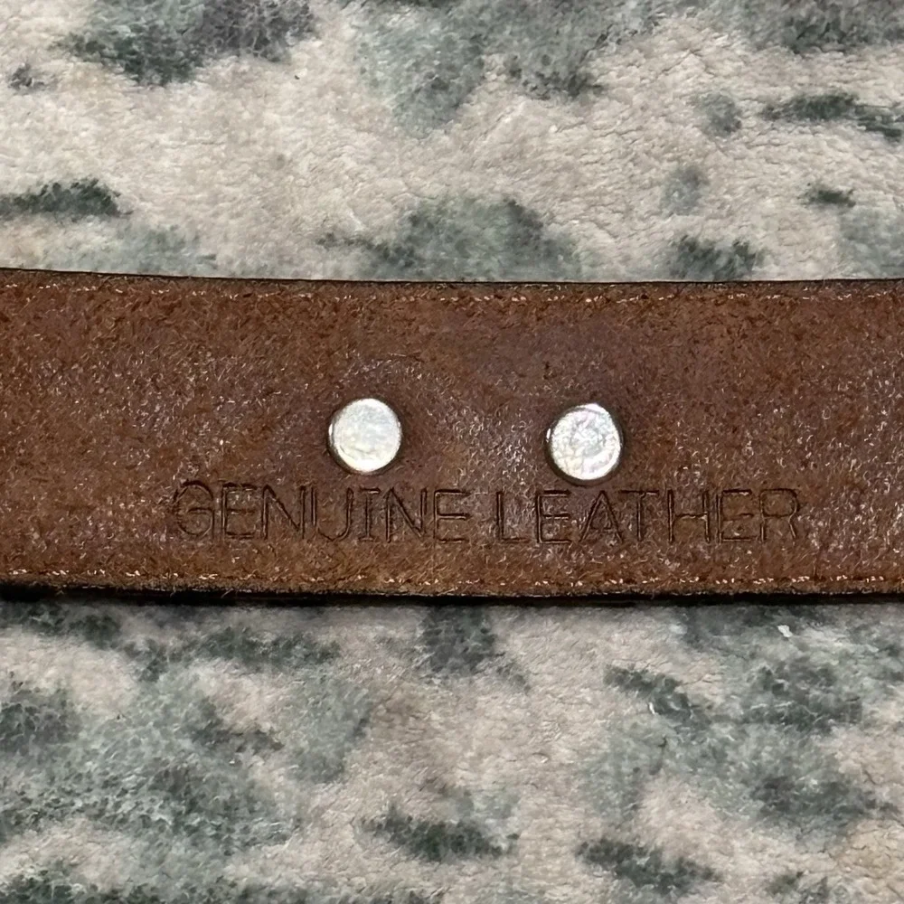 brown leather belt  silver medallions Size 42